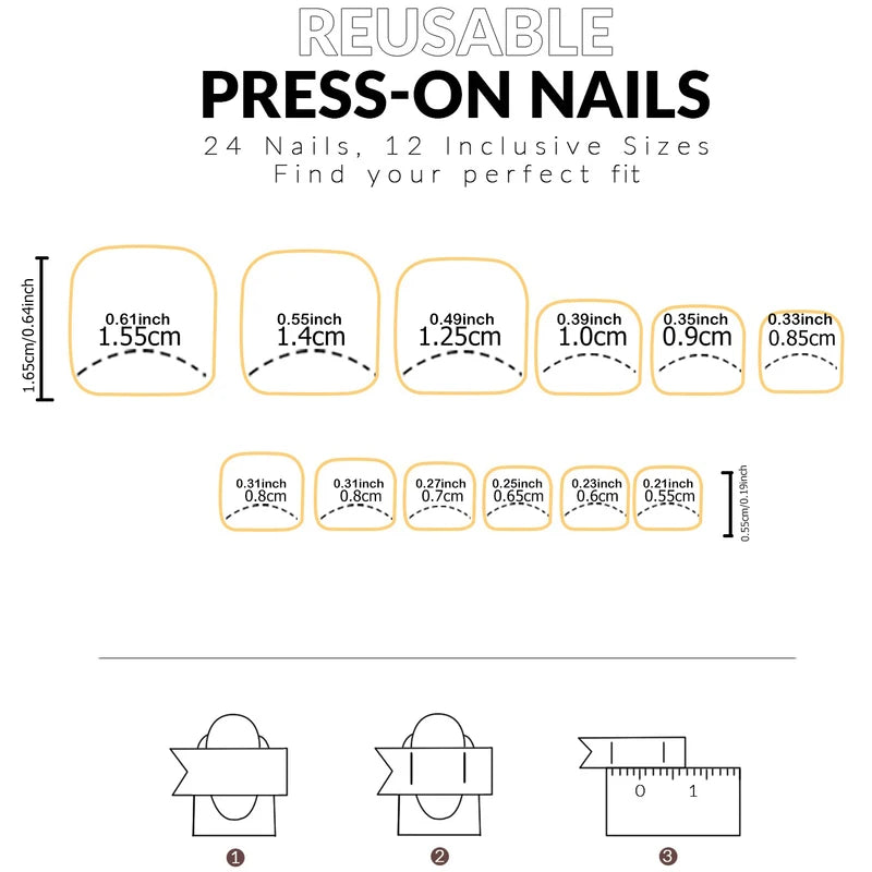24-Piece Full-Coverage French Toe Nails Set - White & Color Variants