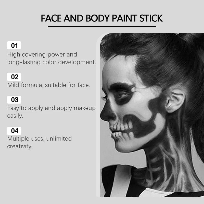 Halloween Face & Body Paint Kit - Waterproof Long-Lasting Makeup Set for Costumes