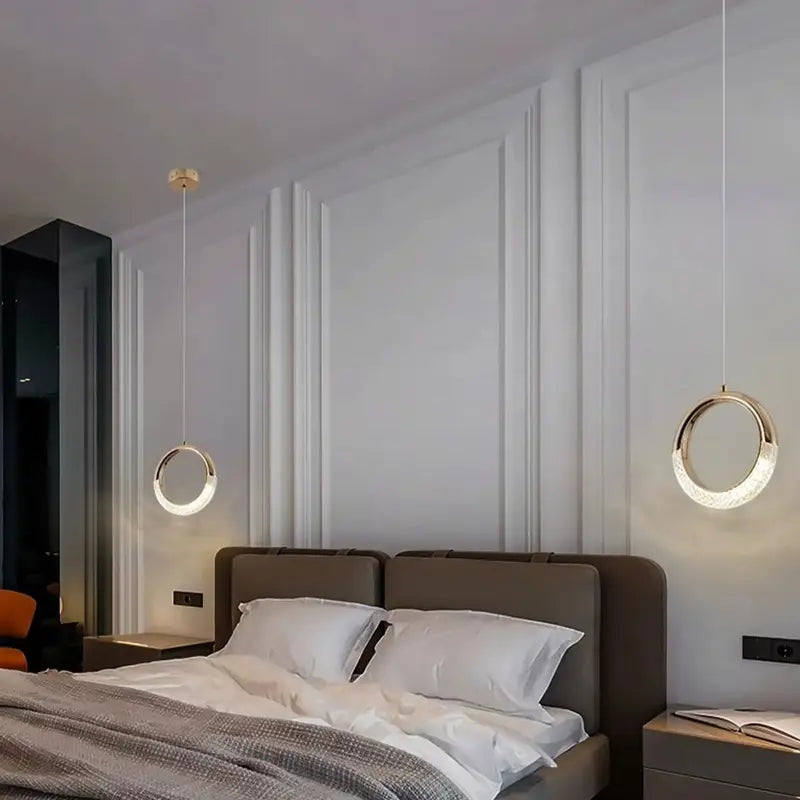 Fan-Shaped Crystal LED Pendant Light with Rose-Gold Finish for Bedroom Dining Room