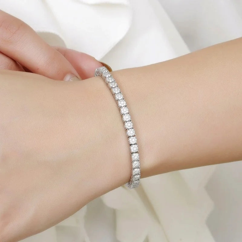 Women's Zirconia Tennis Bracelet Crystal Charm Wedding Jewelry Thin Chain