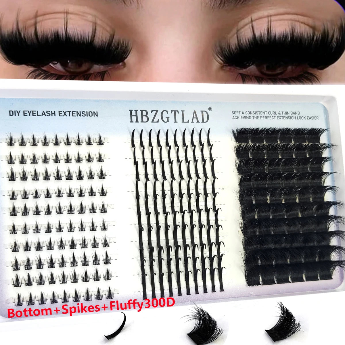 Fluffy Lash Cluster Eyelashes with Spike Extended Fairy Manga Lash Varieties