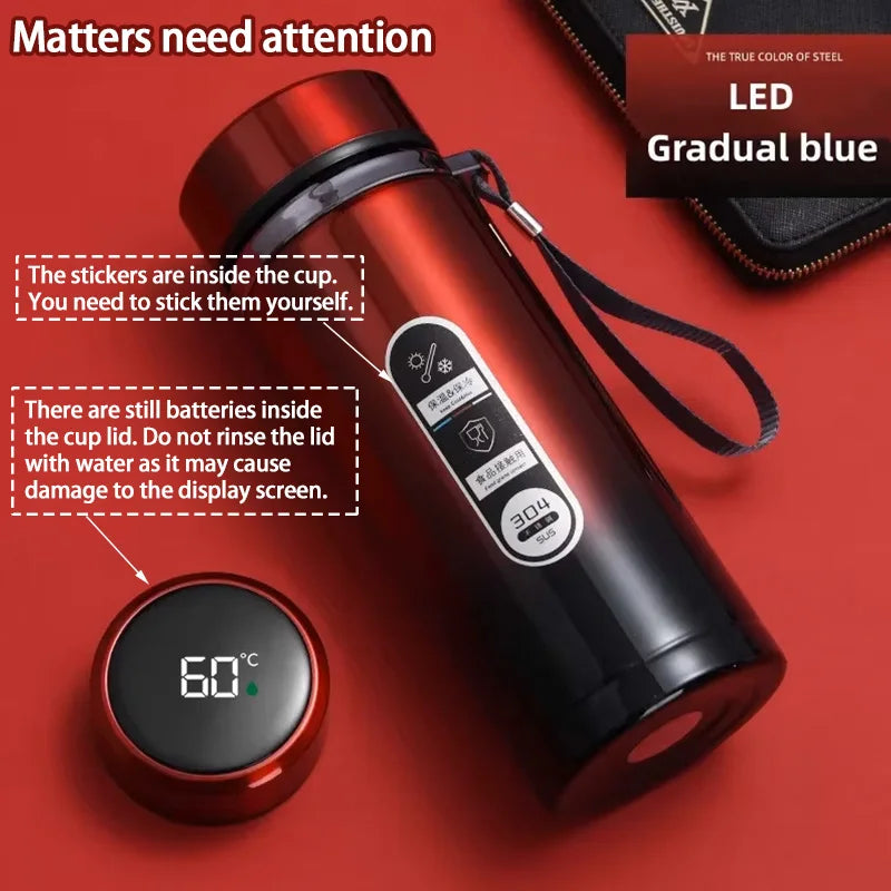 500ML-1L Stainless Steel Thermos Bottle with LED Temperature Display - Vacuum Flask Portable Cup