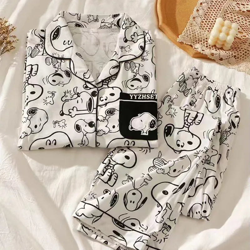 Unisex Snoopy Pajama Set - Long Sleeve & Pants Sleepwear for Men & Women
