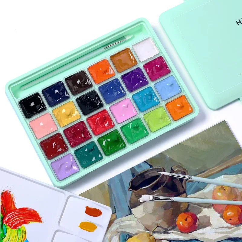 Jelly Gouache Paint Set 18/24 Colors - Portable Case for Artists & Beginners