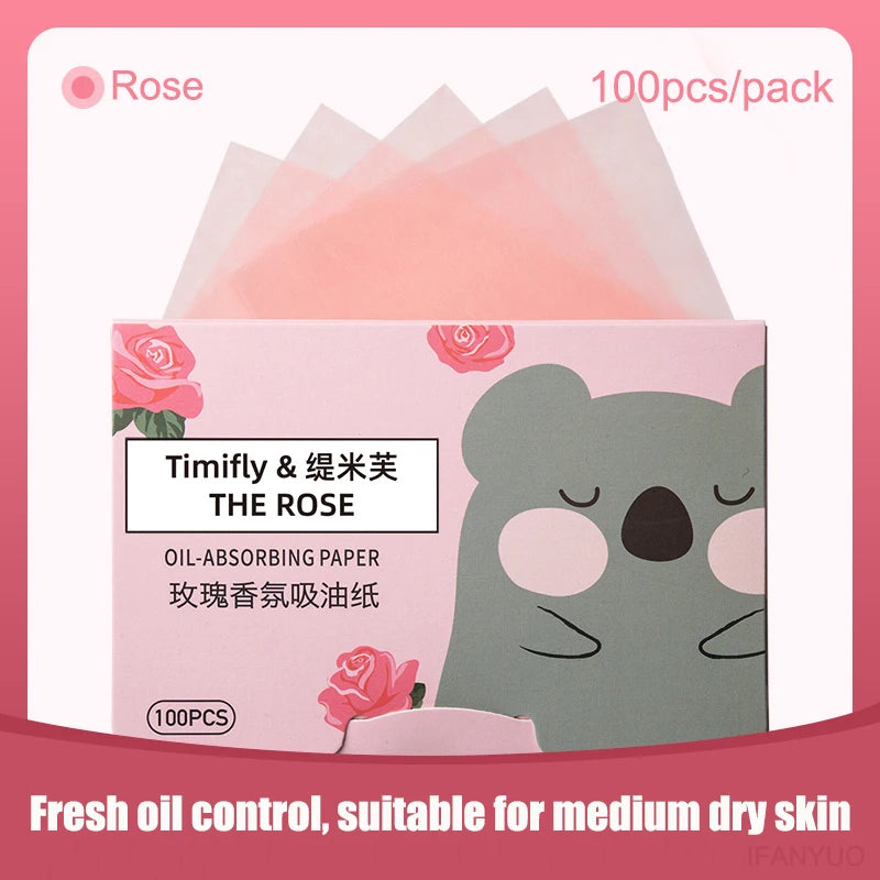 100 Pcs Oil Control Face Blotting Paper for Makeup & Skin Oil Absorption