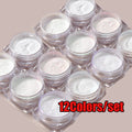 12Pcs Nail Mirror Powder Set - Aurora White Chrome Pigment for UV Gel Manicure