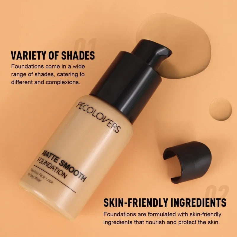 Long-Lasting Waterproof Liquid Foundation for Face - Natural Makeup Finish