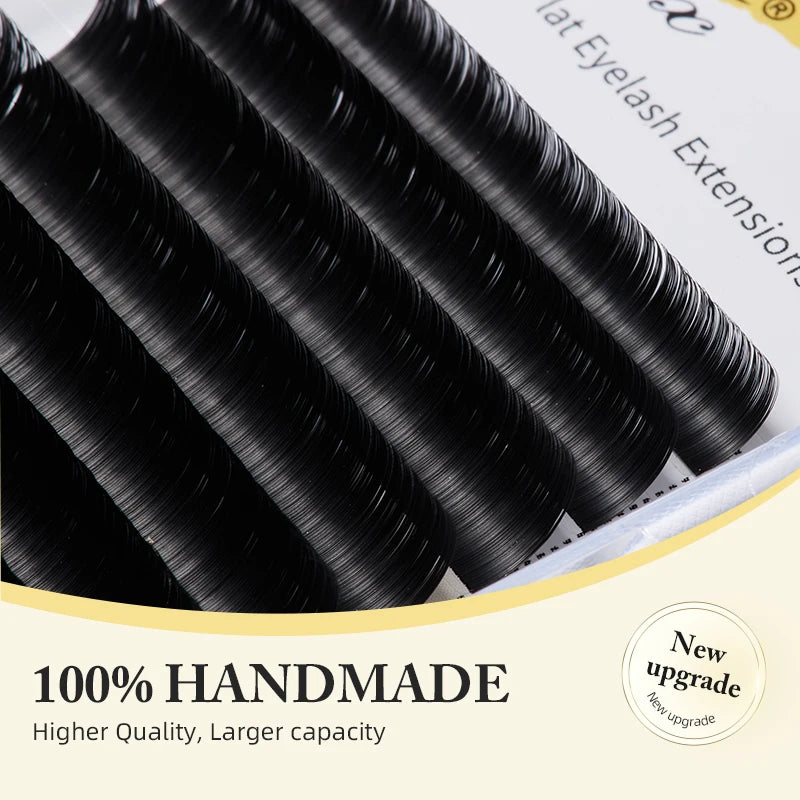 False Eyelash Extensions Flat Tips - Matte Black, Soft, Natural Look