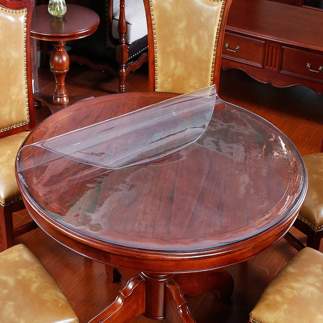 Transparent PVC Table Cover 2mm Thick Glass Cloth for Dining & Living Room