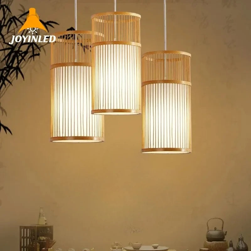 Handmade Bamboo Pendant Light - Chinese Style Hanging Lamp for Dining & Living Rooms