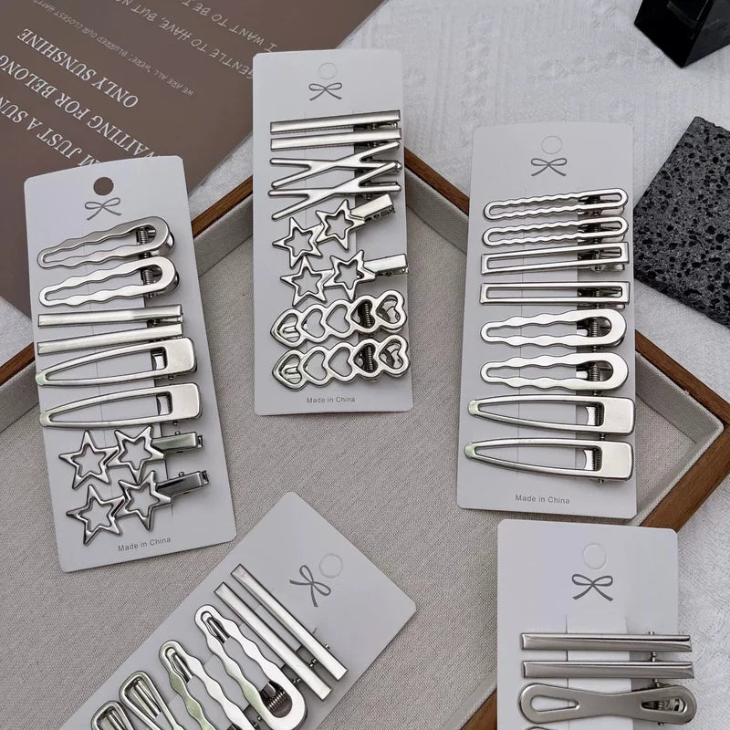 Women Metal Y2K Hair Clips Set - Exquisite Duckbill Barrettes for Girls