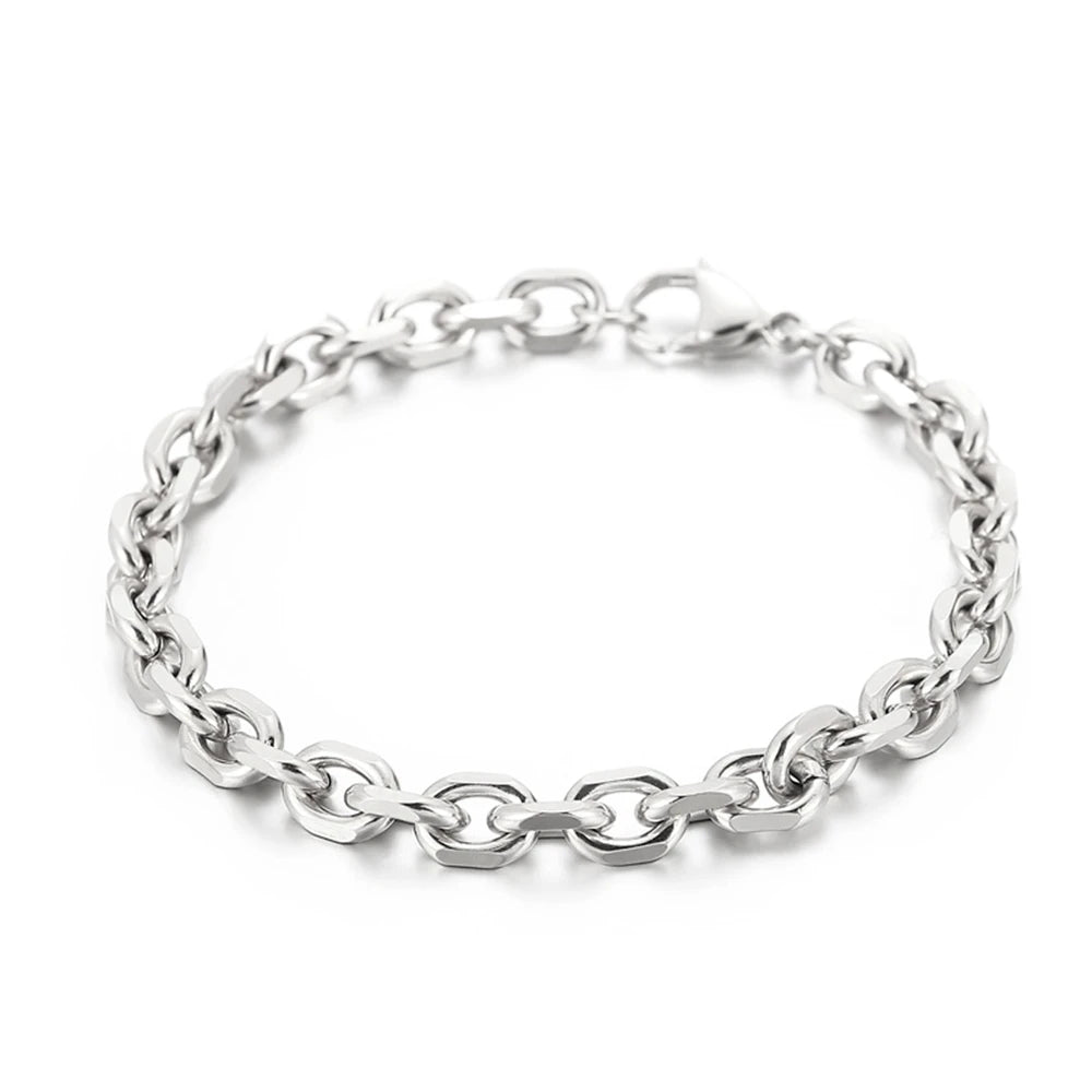 Heavy Beveled Cable Chain Bracelet for Men Women - Punk Gothic Jewelry