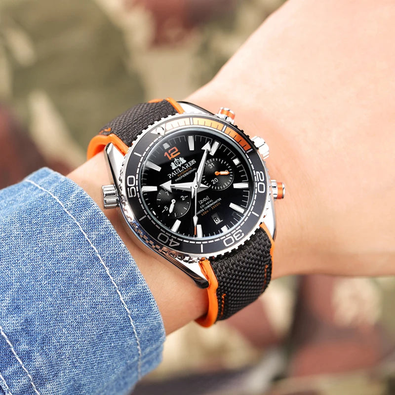 Men's Automatic Mechanical Watch Waterproof Luminous Date Rubber Strap