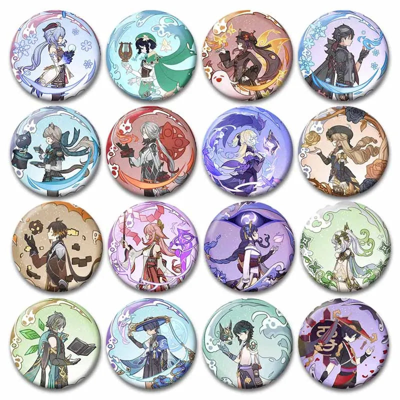 Genshin Impact Fanart Badge Pins for Backpack, Brooches, Collectible Gift