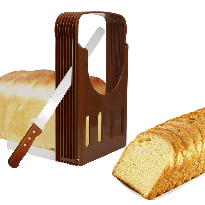 Foldable Bread Slicer Stand for Toast & Loaf Cutting - Plastic Guide