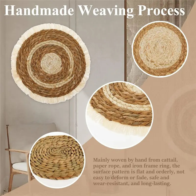 7-Piece Boho Wall Basket Set - Handmade Seagrass Wicker Wall Decor