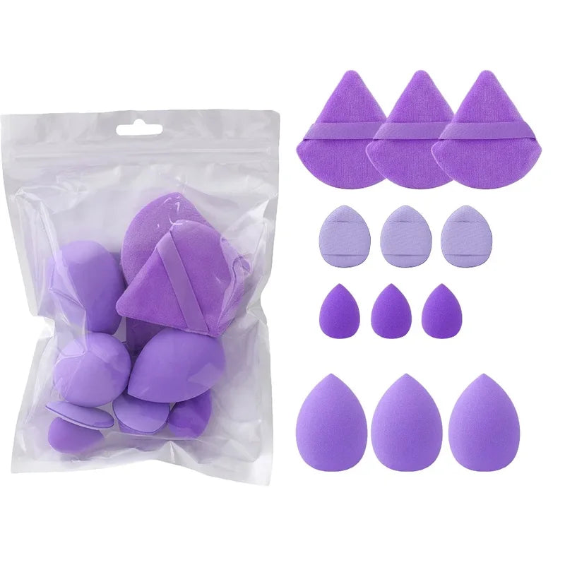 12-Piece Makeup Sponge Set with Powder Puffs, Beauty Eggs & Cushion Tools