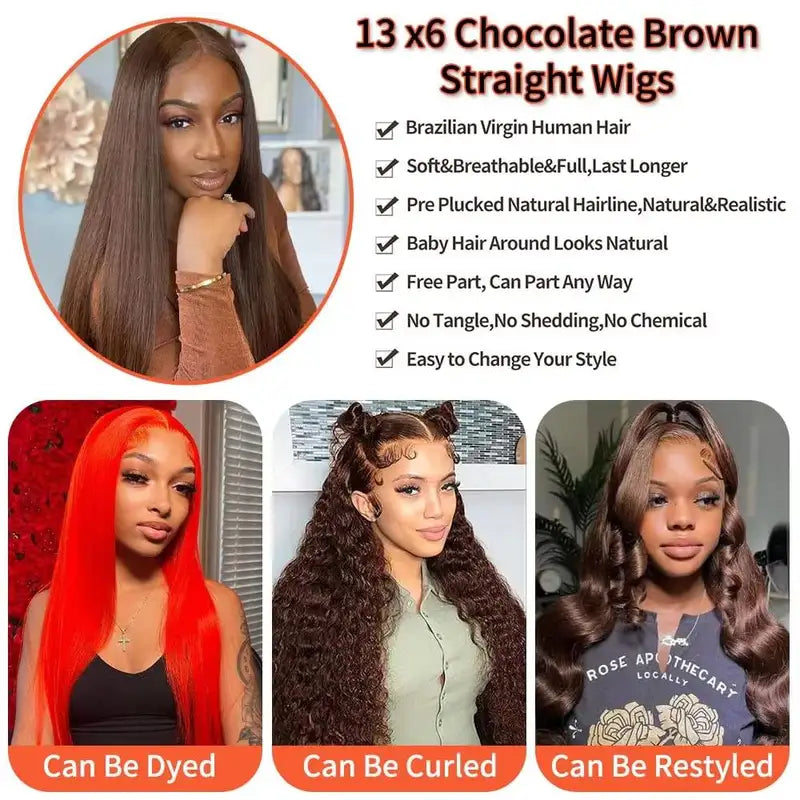 Long Straight Human Hair Wigs 13x4 13x6 HD Transparent Lace Frontal 46 Inch Women’s Hair
