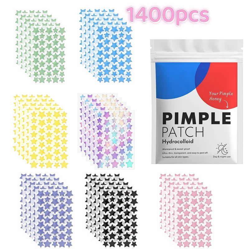 7-Color Star Acne Patch Set - Multi-Size Hydrocolloid Skin Covers for Acne Treatment