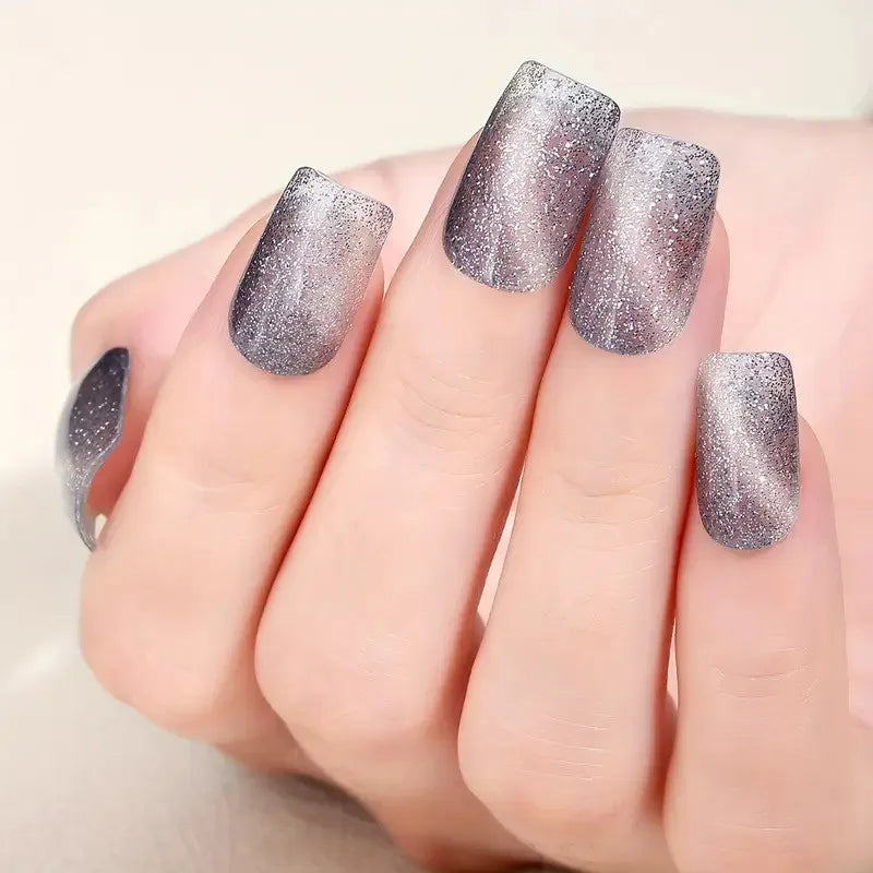 Pink Glitter Nail Stickers - Self-Adhesive Full Wrap Gel Nail Art Decals for Women