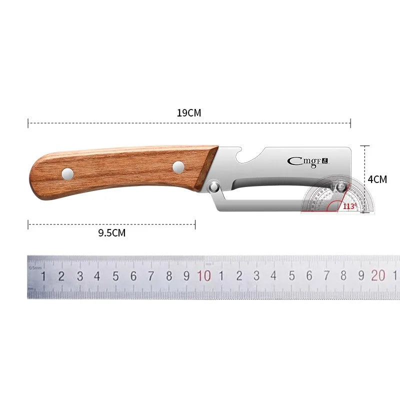 Stainless Steel Fruit and Vegetable Peeler with Wooden Handle - Durable Kitchen Tool