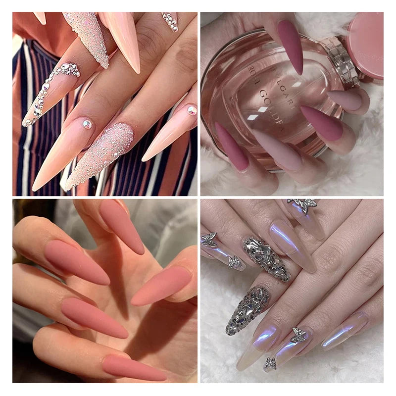 Full Cover Gel Nail Tips Set - 500pcs Stiletto & Coffin Design False Nails for DIY Manicure