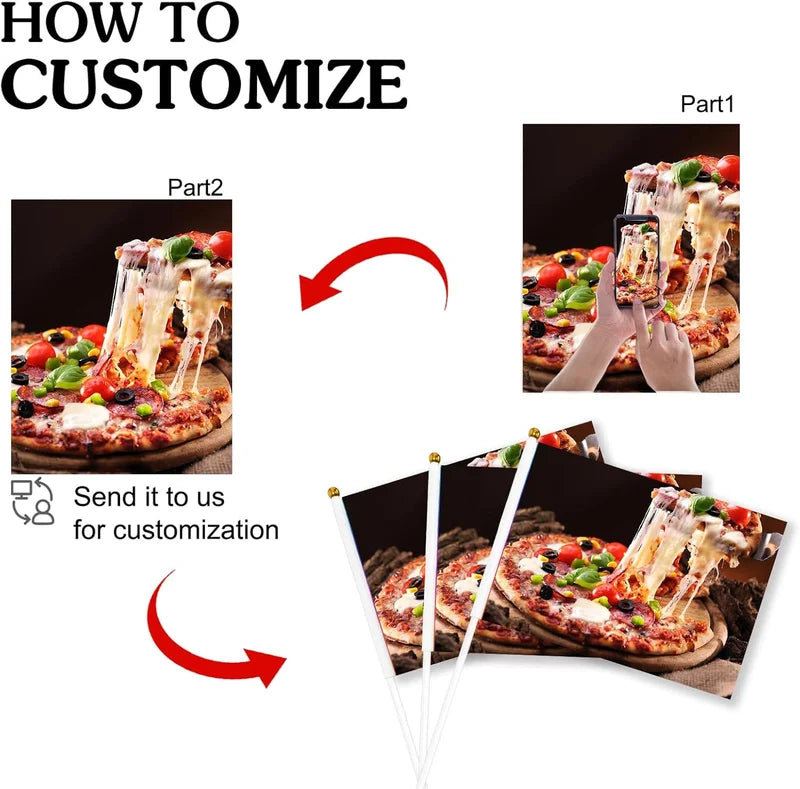 Personalized Polyester Handheld Flag with 30cm Pole for Parades & Events