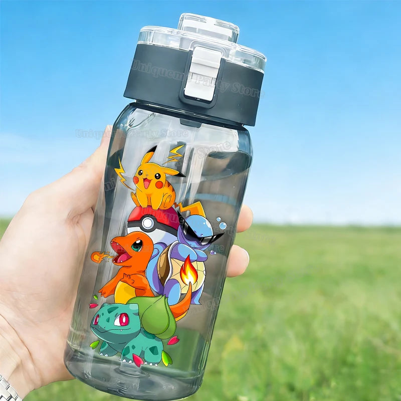 600ml Kids Water Bottle with Cartoon Pokémon Charizard Pikachu Bulbasaur Outdoor Drink Cup