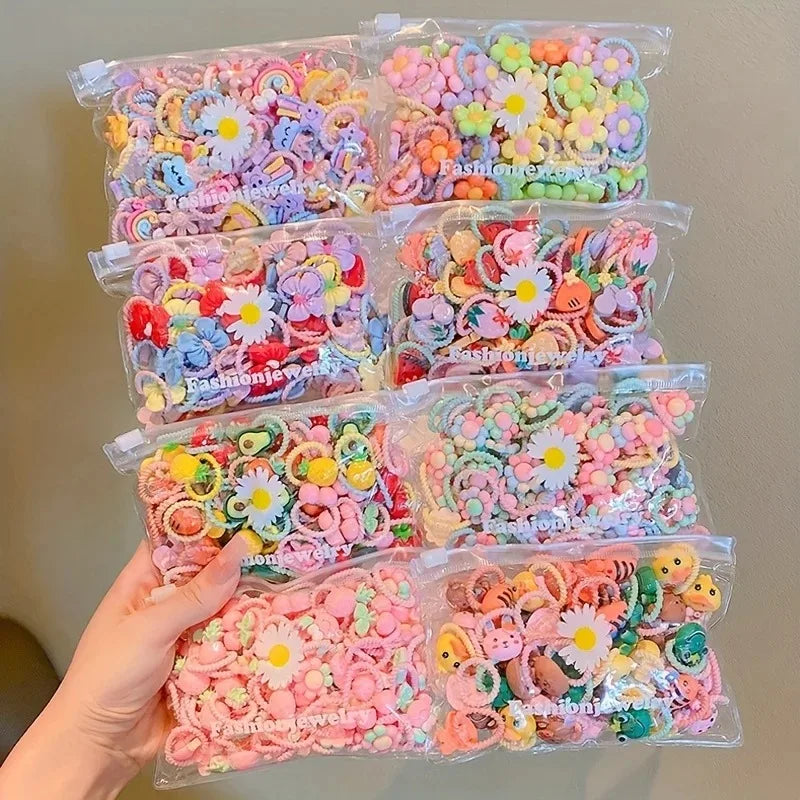 Kids Hair Bands 30pcs Non-Hurting Cartoon Animal Flower Fruit Hair Accessories