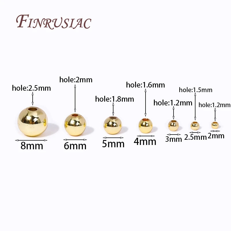 Gold Plated Bead Spacers - 2/2.5/3/4/5/6/8MM Metal Seamless Jewelry Findings