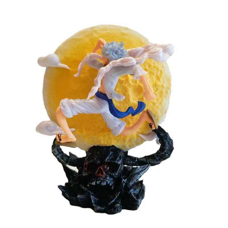 12cm One Piece Anime Action Figure with Moon Light - Luffy Gear 5 PVC Model