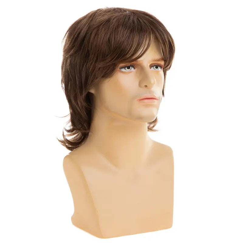 Men's Brown Synthetic Wig for Cosplay & Parties - Realistic, Youthful Style