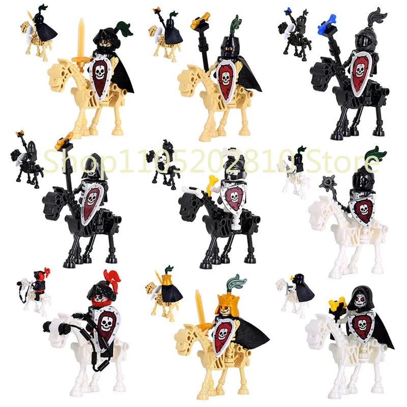 Colorful Skeleton Knight Building Blocks Set – Halloween Skull Mini Toy Gift for Creative Kids