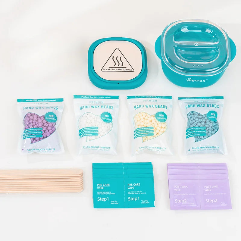 Foldable Silicone Wax Heater Kit 35Pcs with Hard Wax Beans for Full Body Hair Removal - US Plug