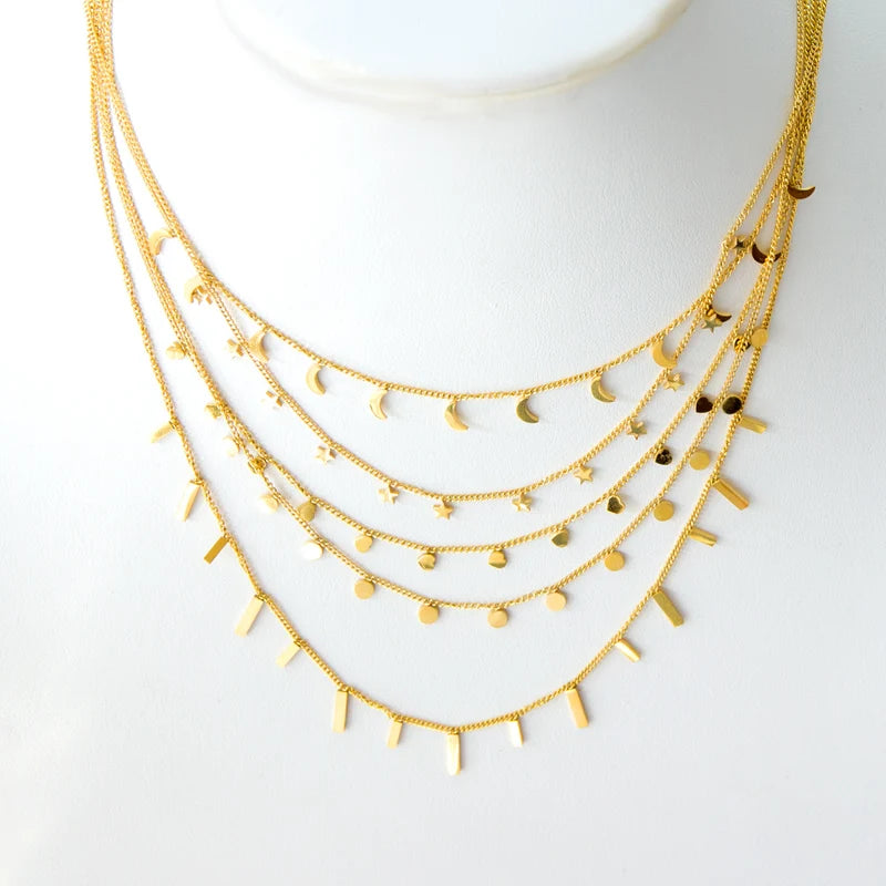 Dainty Pendant Choker Necklace for Women Girls Stainless Steel Jewelry