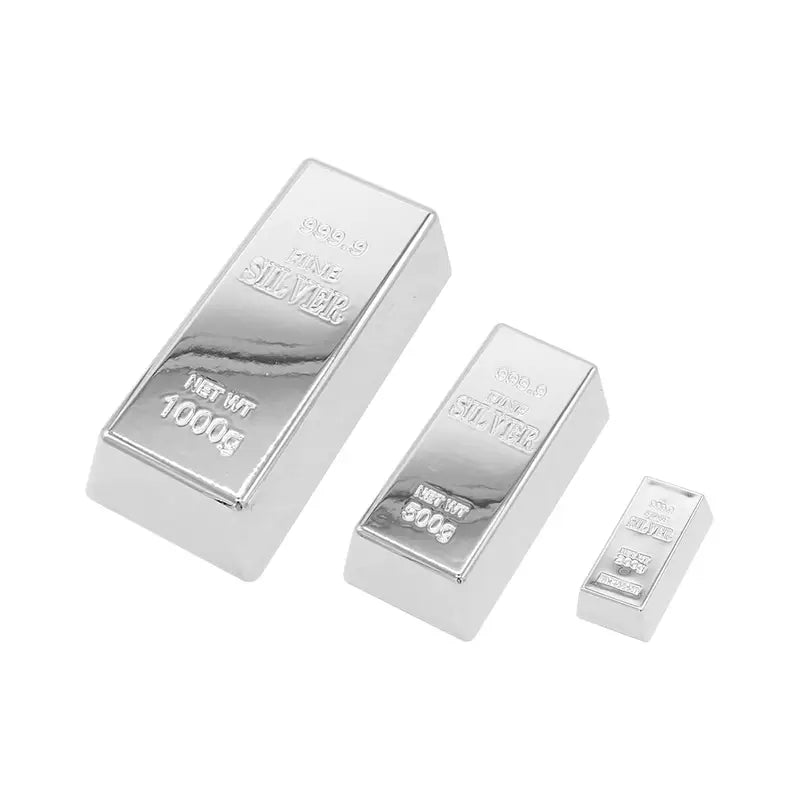 Fake Silver Bullion Brick Decor - Simulated Silver Gift for Parties & Home