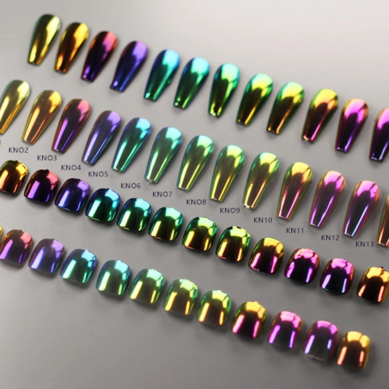 13 Colors Glitter Chameleon Nail Powder Dust for Nail Art Chrome & Metallic Effects