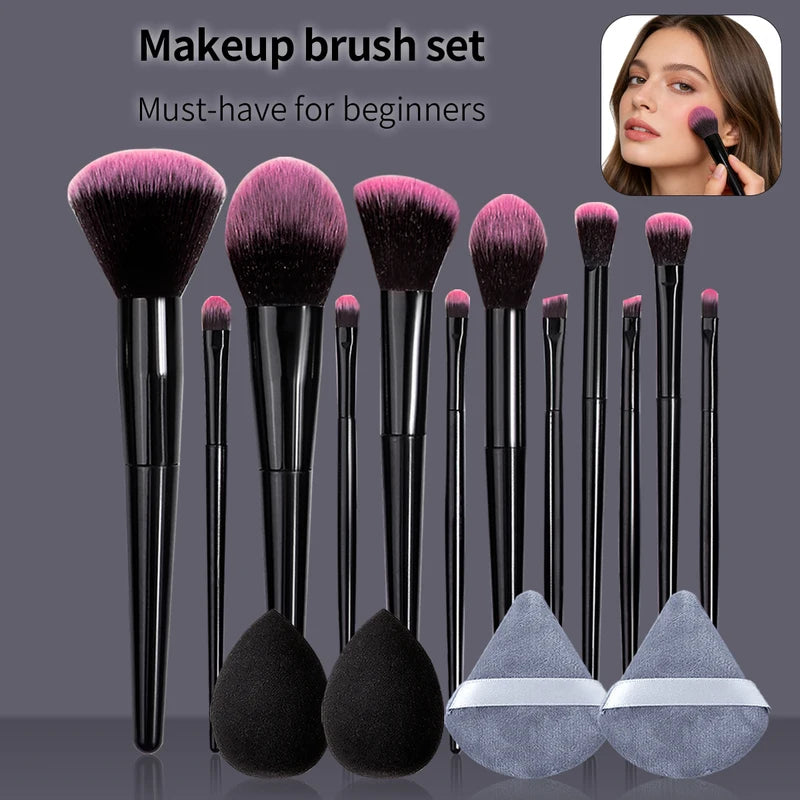 Professional Makeup Brush Set - 16 Soft Fluffy Cosmetic Brushes for Face & Eyes