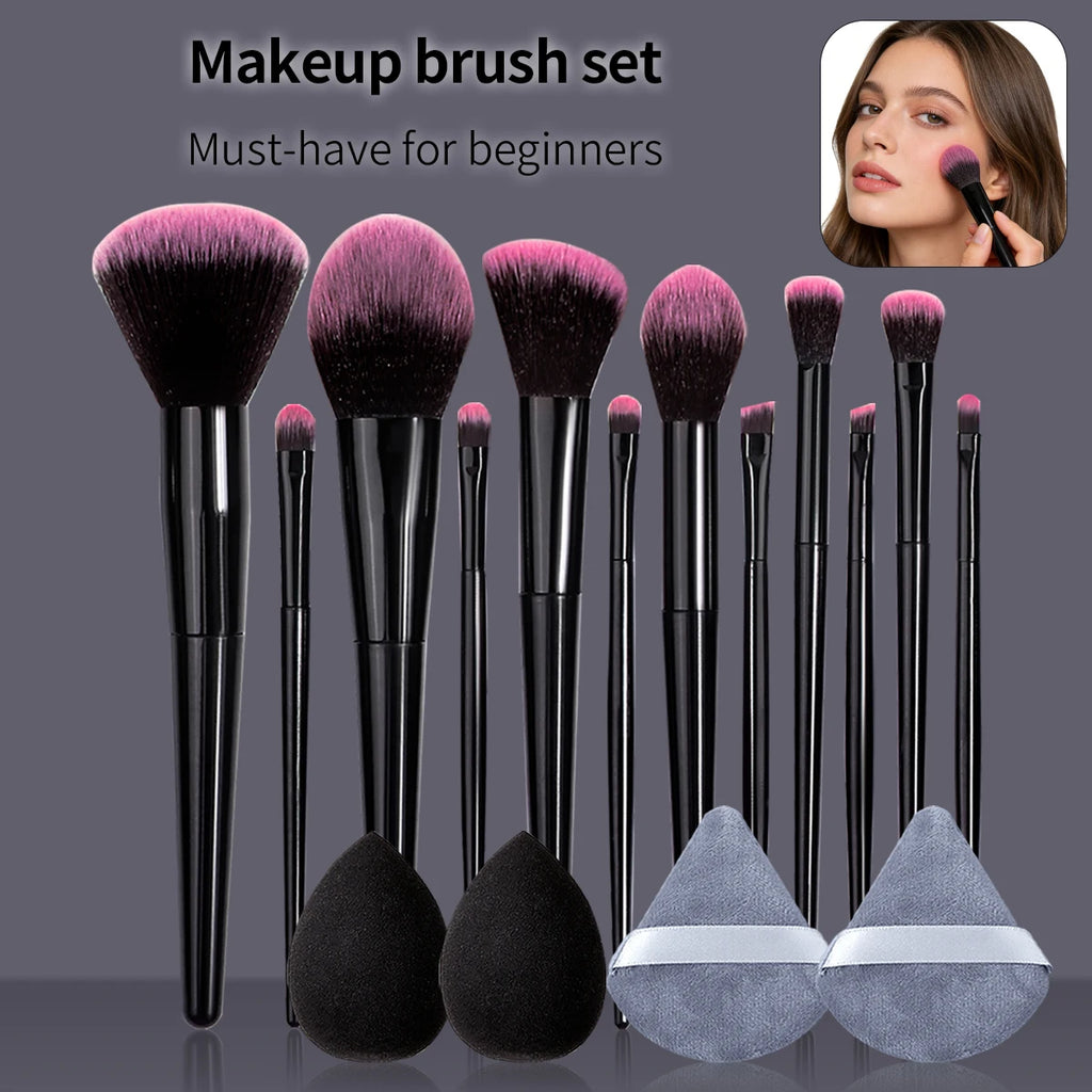 Professional Makeup Brush Set - 16 Soft Fluffy Cosmetic Brushes for Face & Eyes