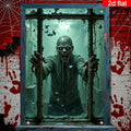 Halloween Window Banner with Zombie Hands & Cracked Glass Design - Polyester Decoration