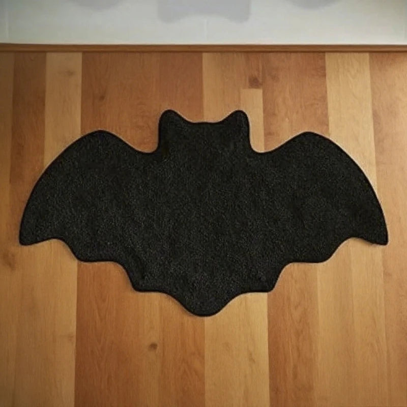 Halloween Bat-Shaped Bathroom Rug Non-Slip Floor Mat for Living Room Decor
