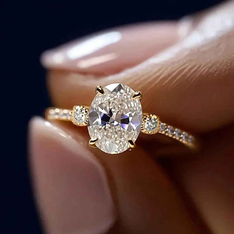 Fashion Women Ring with Cubic Zirconia - Gold Color Engagement Jewelry