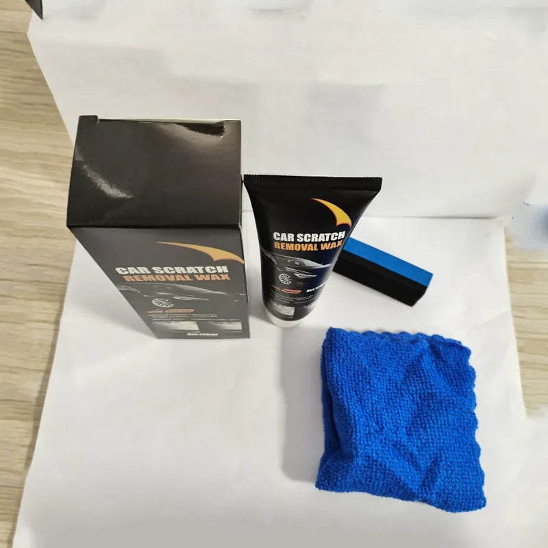 Car Scratch Removal Wax Kit - 120ml Auto Paint Polish with Sponge & Microfiber Towel