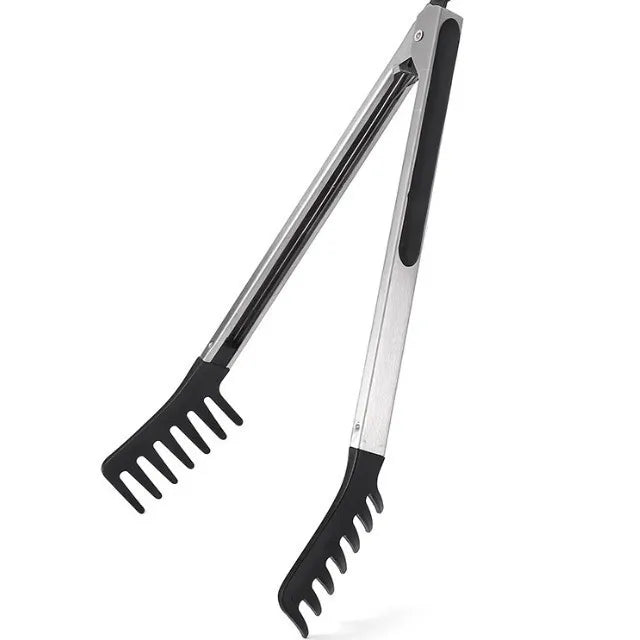 10-Inch Stainless Steel Long-Handled Food Tongs for Pasta Salad Grilling