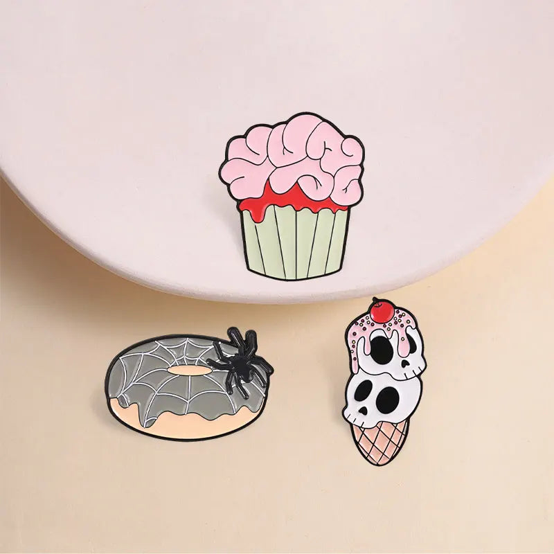 Set of Halloween Enamel Pins - Skeleton Ghost Grim Reaper Cat Voodoo Brooches Halloween Jewelry Gift