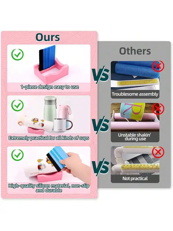 Silicone Tumbler Cup Cradle with Slot - Anti-Slip Vinyl Decal Holder for Crafts