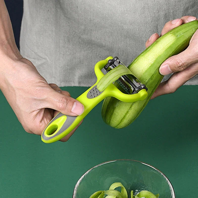 3-in-1 Rotary Vegetable Peeler with Swivel Blades – Kitchen Slicer & Julienne