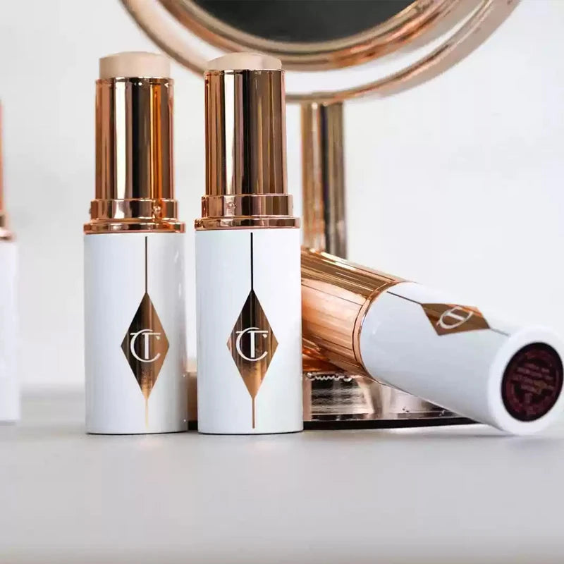 Long-lasting Face Foundation Stick with Highlighter & Blush - Makeup Touch-up Powder Compact