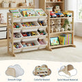 Kids Toy Storage Organizer with 12 Bins and Open Shelves - 56-Inch Wooden Bookcase