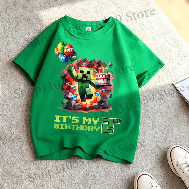 Kids Birthday Number T-Shirt Cotton Top for Party & Celebration